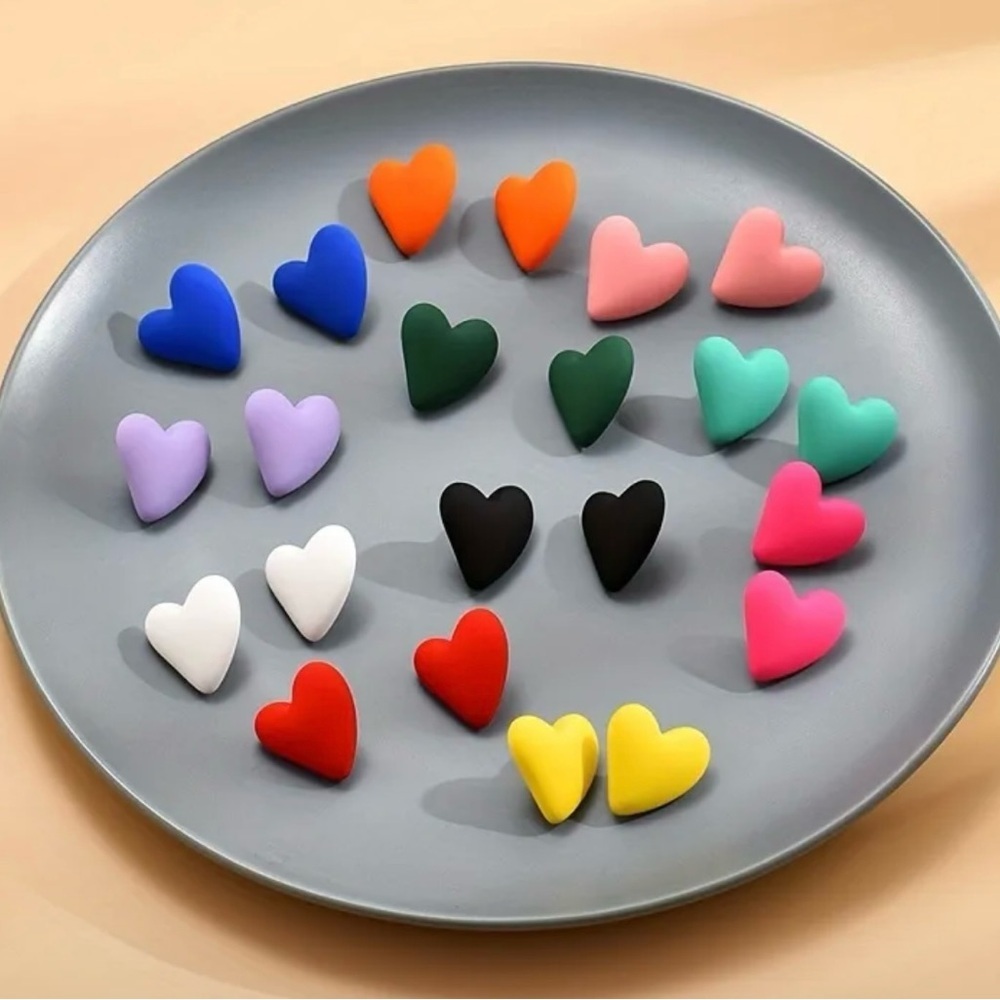 Purple Soft velvet textured Heart Shaped Stud Earrings. All colours in my shop - Picture 3 of 3